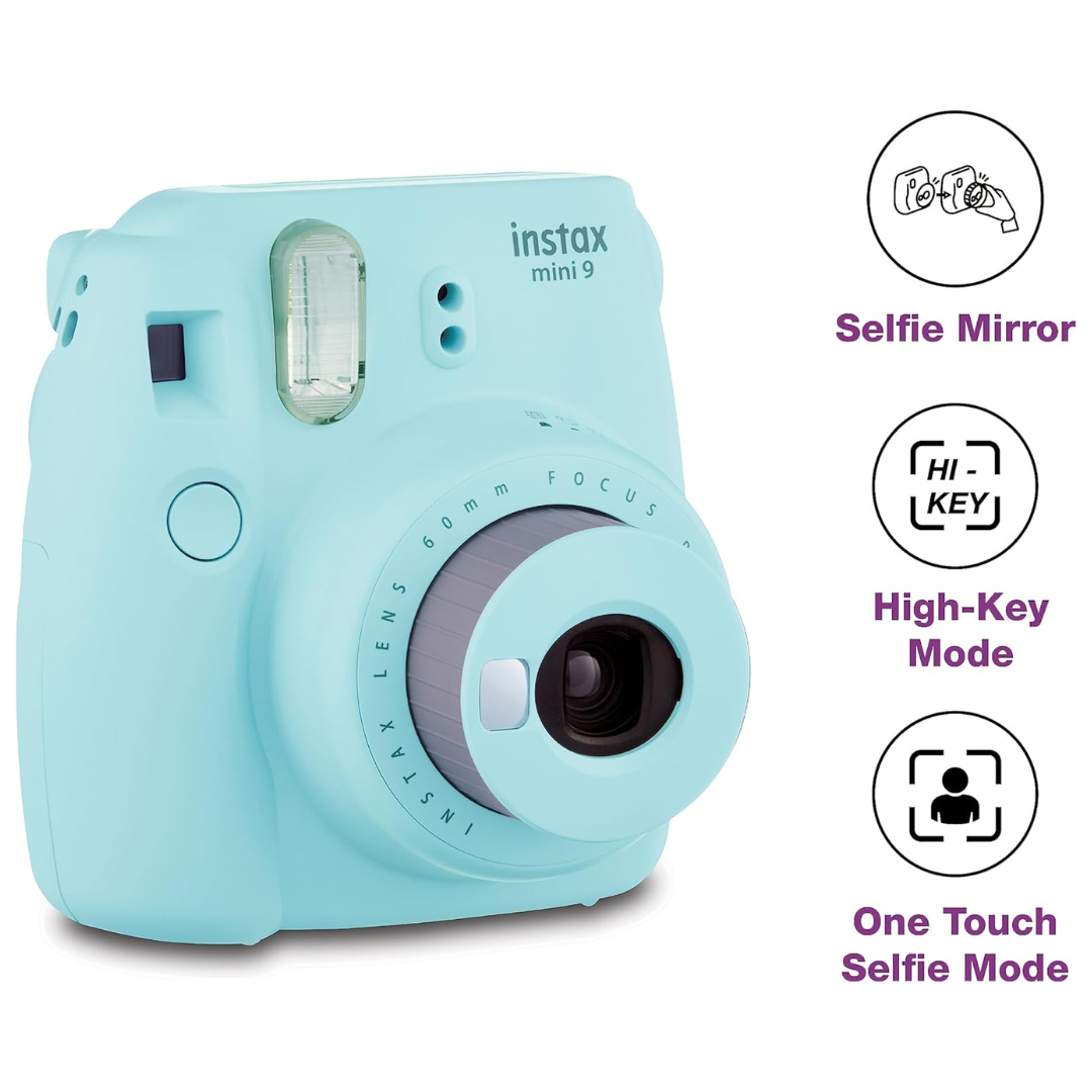 Fujifilm Instax Mini 9 Instant Camera - Ice Blue, 2.7x4.7x4.6 (Instax Mini 9 - Ice Blue)