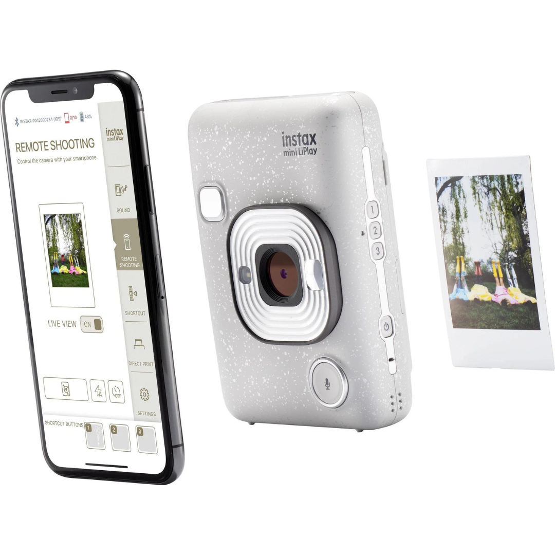 FUJIFILM instax Mini LiPlay Hybrid Instant Camera (Stone White)