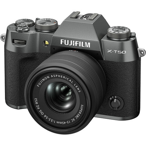 FUJIFILM X-T50 Mirrorless Camera with 15-45mm f3.5-5.6 Lens (Charcoal Silver)