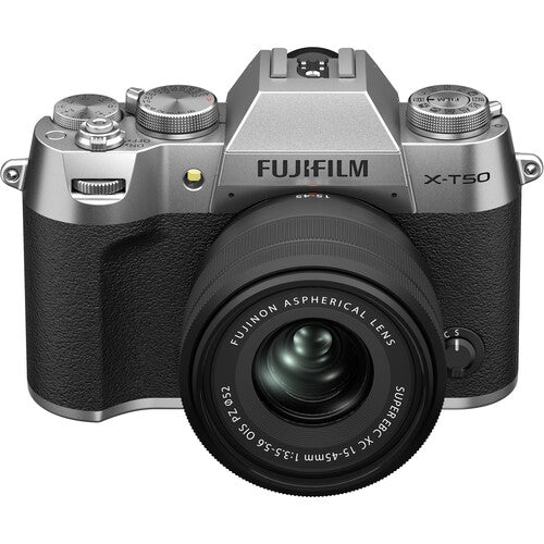 FUJIFILM X-T50 Mirrorless Camera with 15-45mm f/3.5-5.6 Lens (Silver)